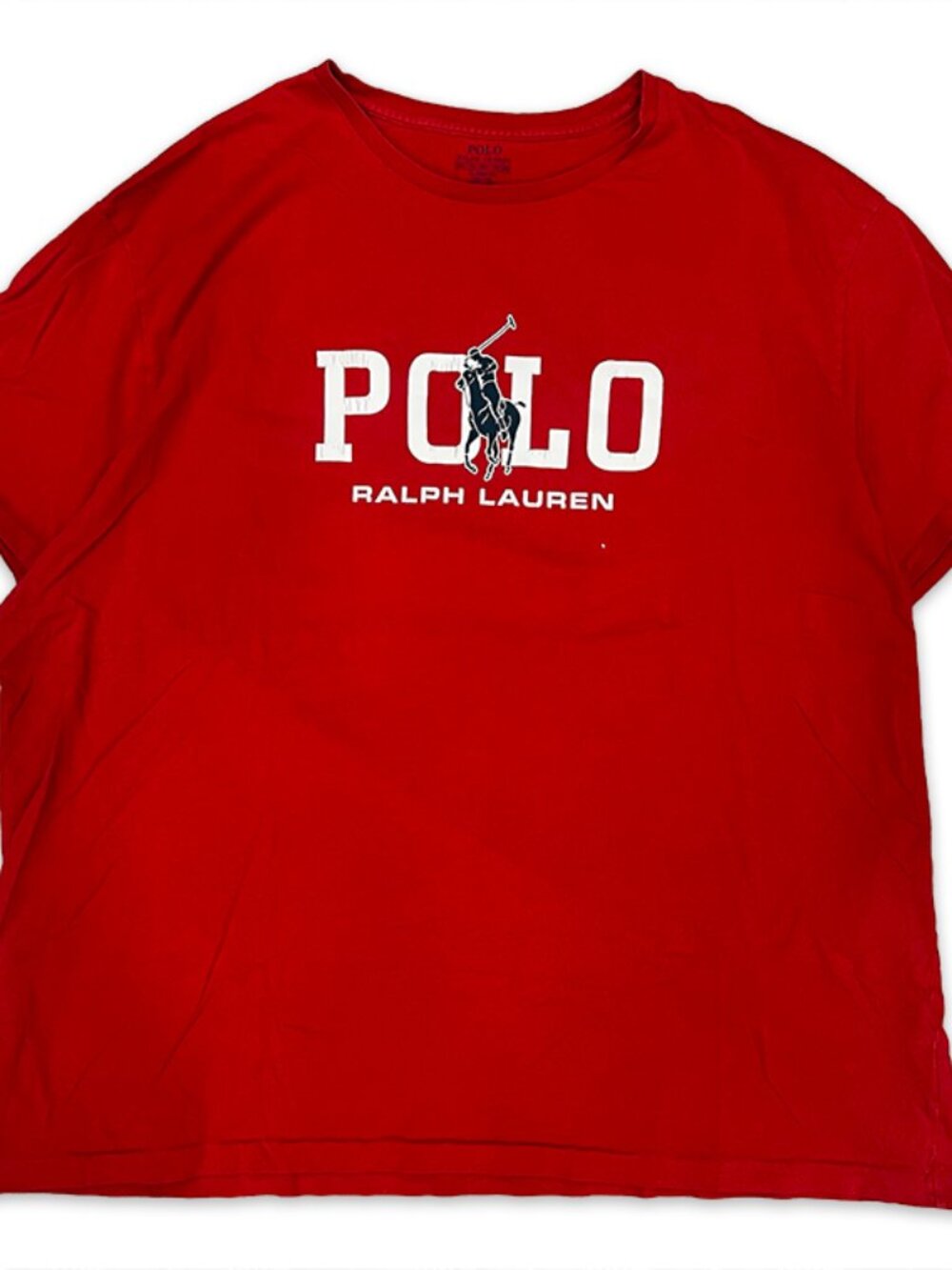 Polo Ralph Lauren Mens XXL Red Big Pony Spell Out T Shirt Graphic Tee Cotton Top